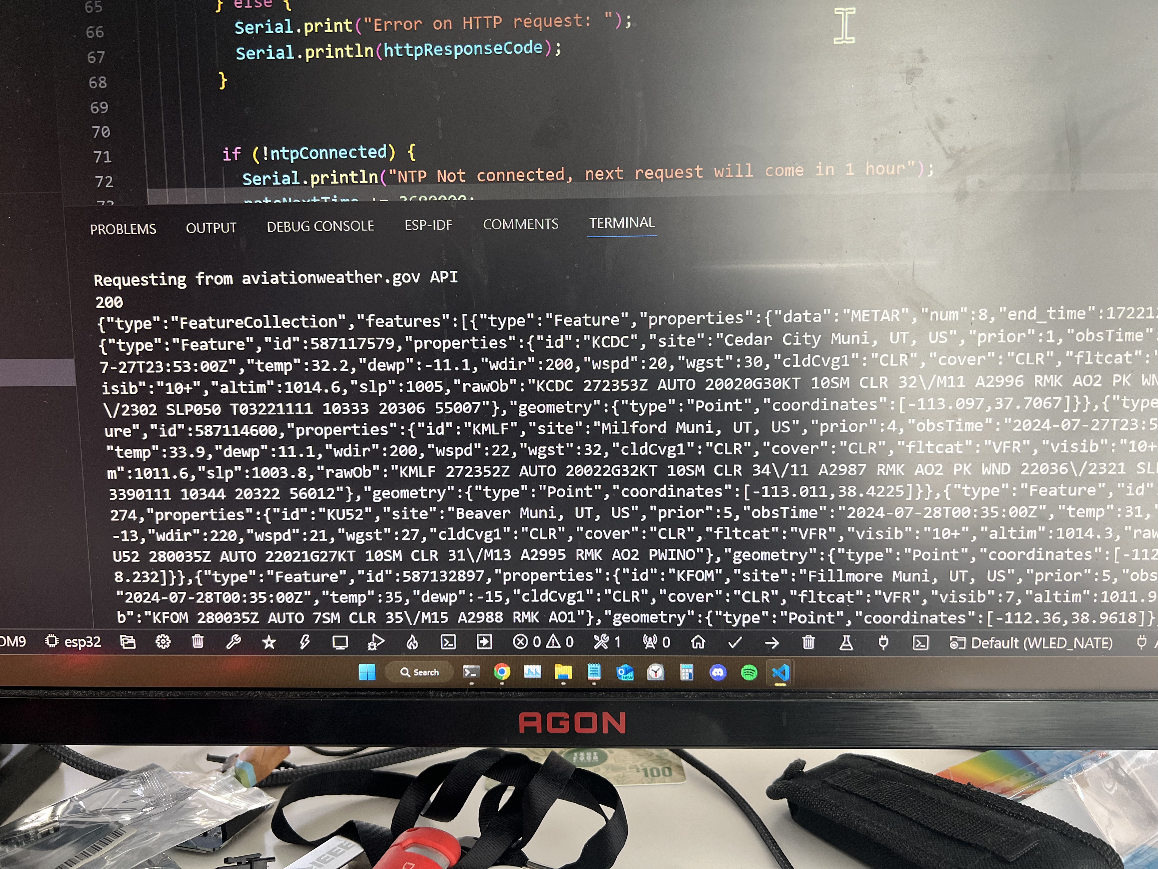 The API response